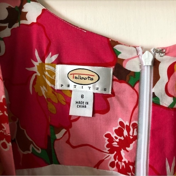 Talbots flrl slvlss empire wst  fit & flare lined cotton round nk drss SZ 6P - Picture 9 of 12